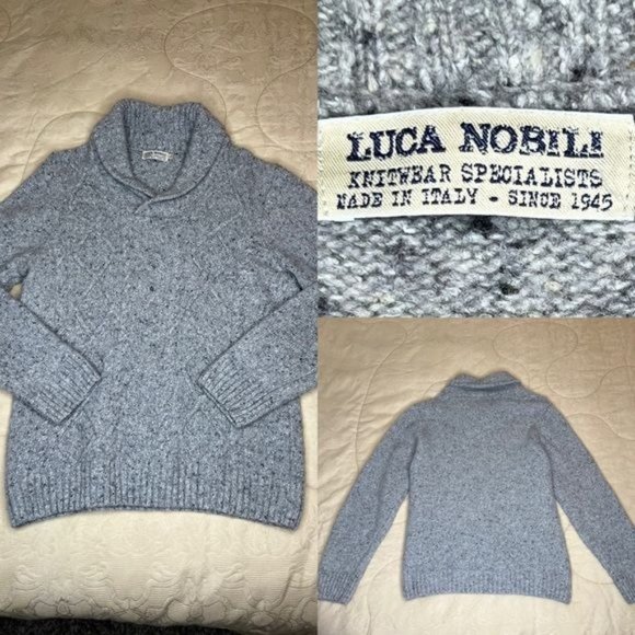 Luca Nobili Other - Luca Nobility mens shawl collar wool gray sweater. Size large. Made in Italy